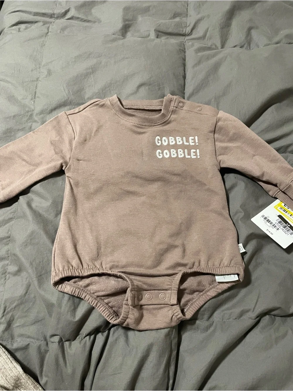 NWT Kids Brown 'Gobble! Gobble!' onesie by little planet/carters size 6 months